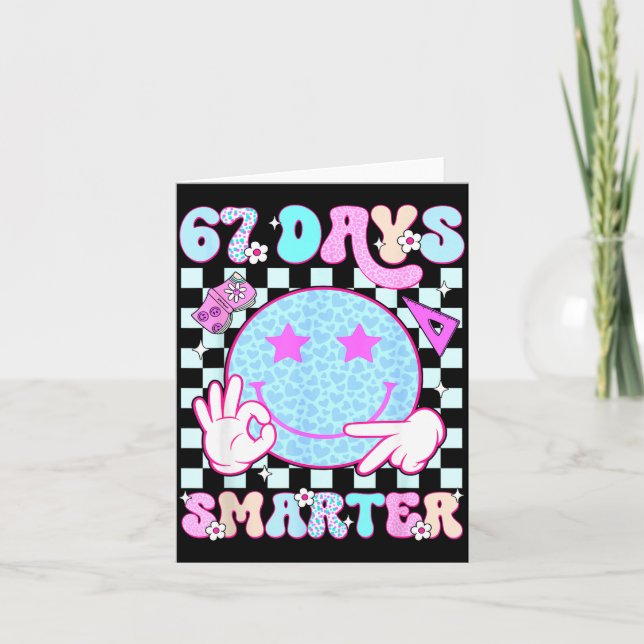 67th Day Of School Shirt 67 Days Smarter Teacher B Kort (Framsida)