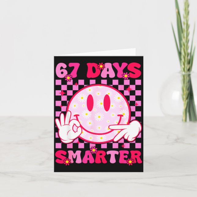 67th Day Of School Shirt 67 Days Smarter Teacher B Kort (Framsida)