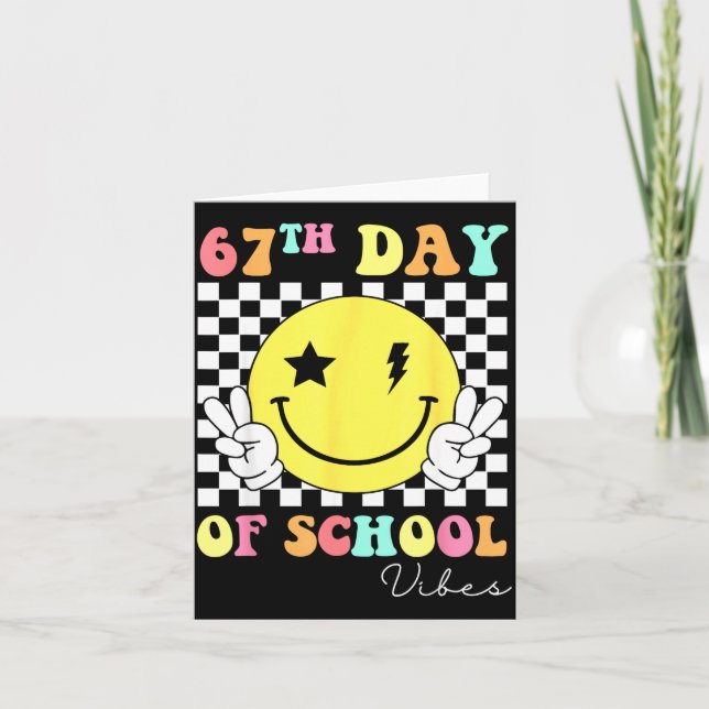 67th Day Of School Smile Face 67 Six Seven Meme Gi Kort (Framsida)