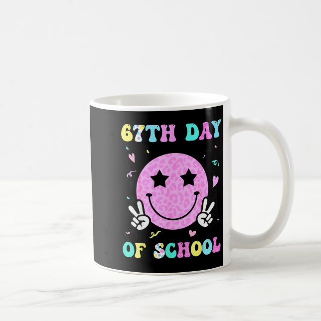 67th Day Of School Smile Face Six Seven Meme Girls Kaffemugg (Höger)