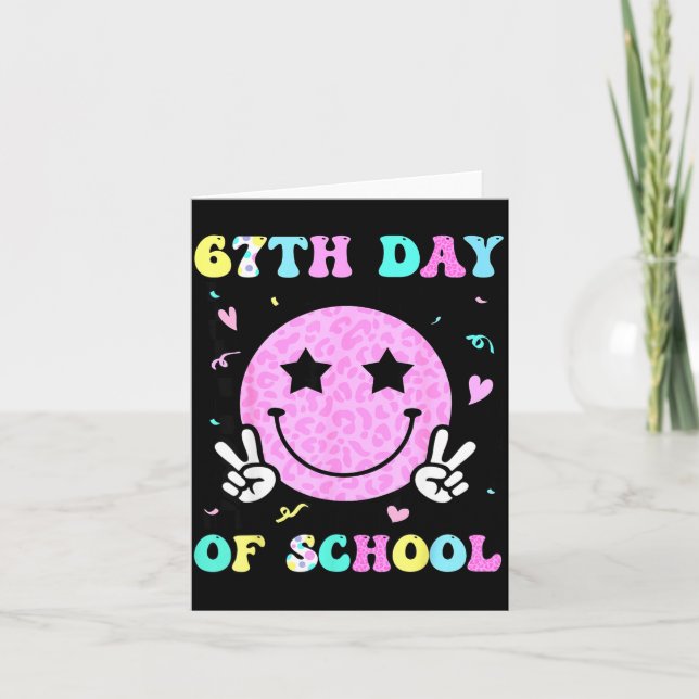 67th Day Of School Smile Face Six Seven Meme Girls Kort (Framsida)