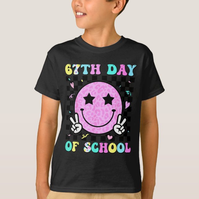 67th Day Of School Smile Face Six Seven Meme Girls T Shirt (Framsida)