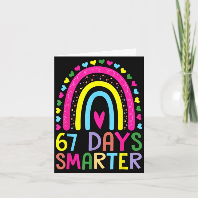67th Day Of School Teacher 67 Days Smarter Rainbow Kort (Framsida)