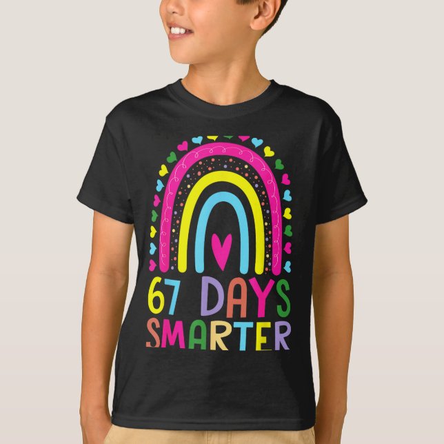 67th Day Of School Teacher 67 Days Smarter Rainbow T Shirt (Framsida)