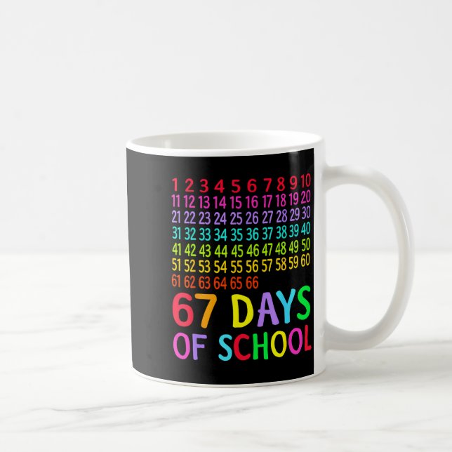 67th Day Of School Teacher Kids 67 Math Numbers 10 Kaffemugg (Höger)