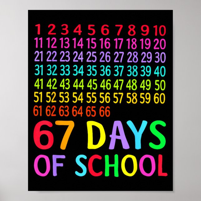 67th Day Of School Teacher Kids 67 Math Numbers 10 Poster (Framsidan)