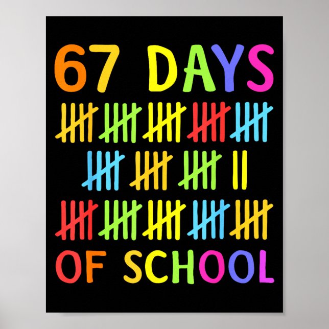 67th Day Of School Teacher Kids 67 Math Numbers 10 Poster (Framsidan)