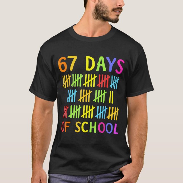 67th Day Of School Teacher Kids 67 Math Numbers 10 T Shirt (Framsida)