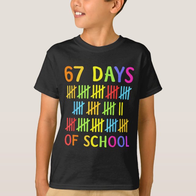 67th Day Of School Teacher Kids 67 Math Numbers 10 T Shirt (Framsida)