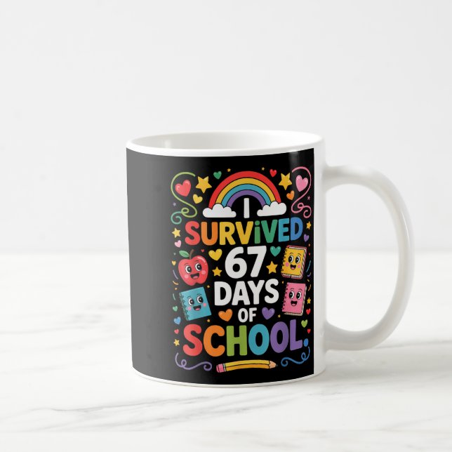 67th Day Rainbow Teacher I Survived 67 Days Of Sch Kaffemugg (Höger)
