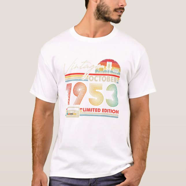 68-års födelsedag Vintage Oktober T Shirt (Framsida)
