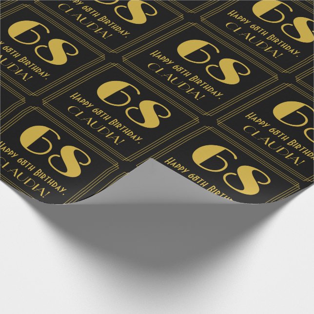 68-årsdag ~ Art Deco Inspirerad Look "68", Namn Presentpapper (Hörn)