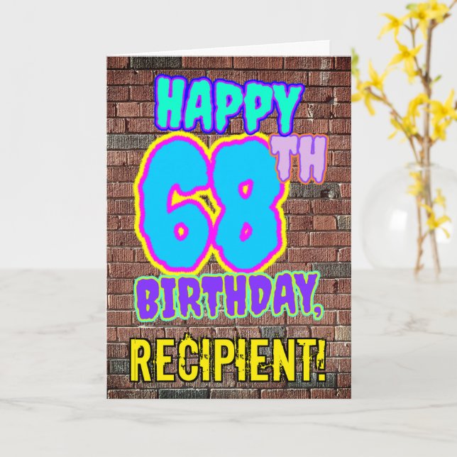 68-årsdag - Roligt, urbant graffiti inspirerat uts Kort (Gul blomma)