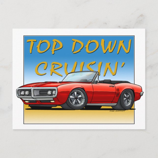 68 Brandfågelröd konvertibel Vykort (Framsida)