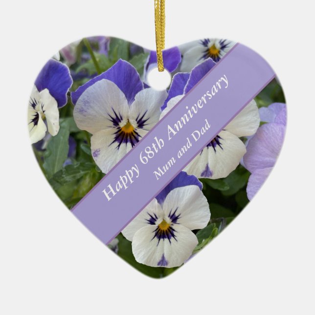 68:e årsdagen redigerbar julgransprydnad keramik (Framsidan)