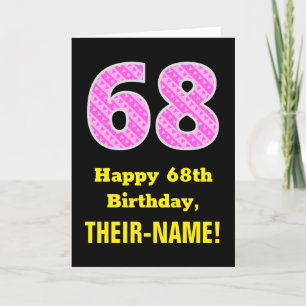68:e födelsedag: Rosa Rand och hjärtan "68" + Namn Kort