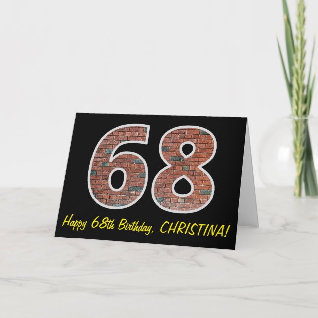 68:e födelsedagen - Brickmuren Mönster "68" w/ Nam Kort (Framsida)