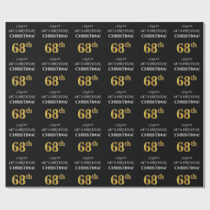 68:e födelsedagen: Elegant, svart, Faux Guld-utse Presentpapper