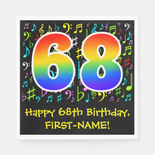 68:e födelsedagen - Färgstarka musiksymboler, regn Pappersservett