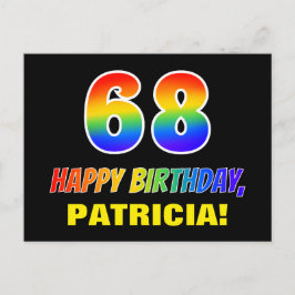 68:e födelsedagen: Fet, Roligt, Simple, Regnbåge 6 Vykort