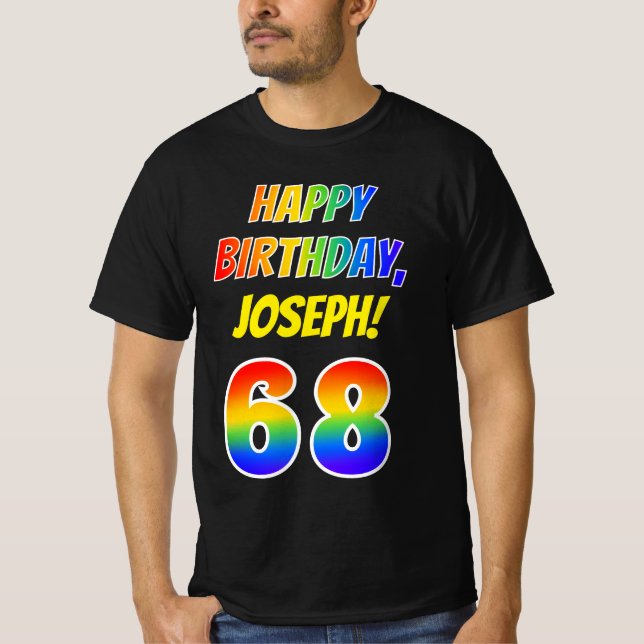 68:e födelsedagen - Fet, Roligten, Regnbåge 68, An T Shirt (Framsida)