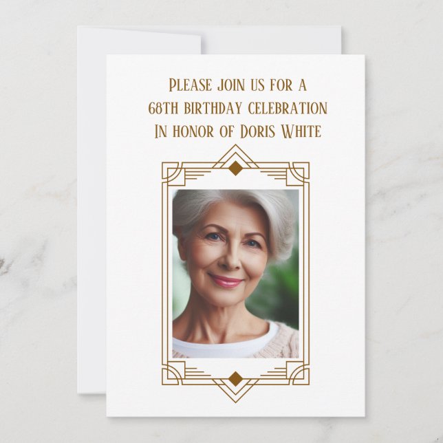 68:e Födelsedagsfestens Anpassningsbar Foto Ram Inbjudningar (Framsida)