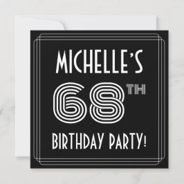 68th Birthday Party: Art Deco Style w/ Custom Name Inbjudningar