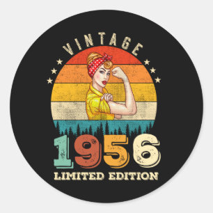 69 Ålder Bday 1956 Vintage 69:e födelsedagen Kvinn Runt Klistermärke