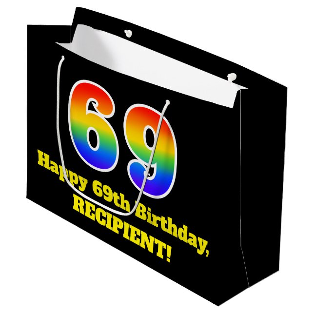 69-årsdag ~ Rolig, Färgrik, Livlig, Regnbåge 69 (Framsidan Vinklad)