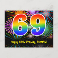 69-årsdag – Roligt fyrverkerimönster + Regnbåge 69