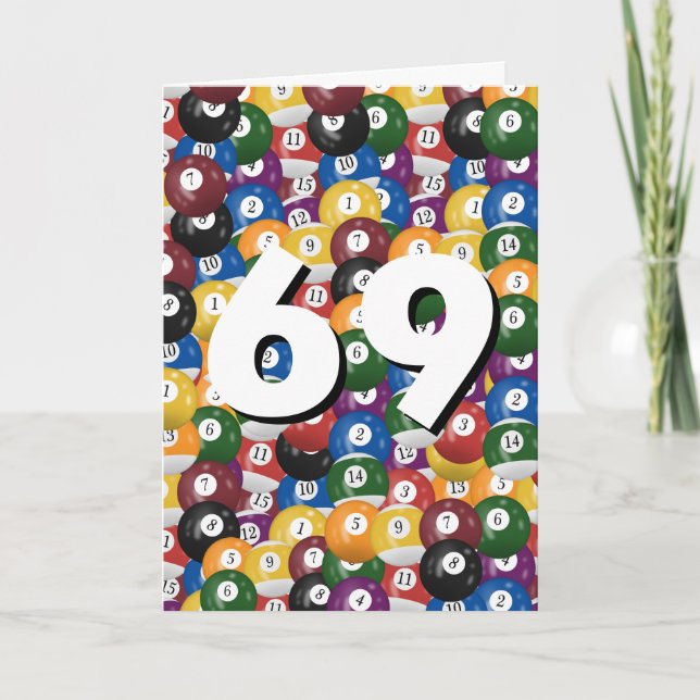 69-årsdagssamling av biljardbollar kort (Framsida)