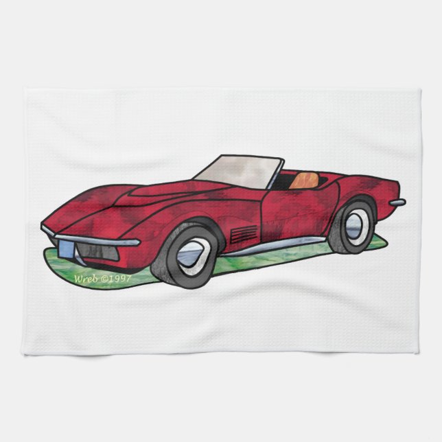 69 Corvette sticker strålroadsteren Kökshandduk (Horisontell)