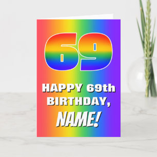 69:e födelsedag: färgfull, Roligt Rainbow Mönster Kort