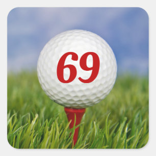 69:e födelsedag Golf Boll på Röd te Fyrkantigt Klistermärke