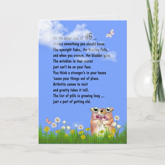 69:e födelsedag Humor Gammalt kort (Framsida)