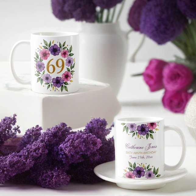 69:e födelsedag Mugg - Blommigt Utandning med anta (Skapare uppladdad)