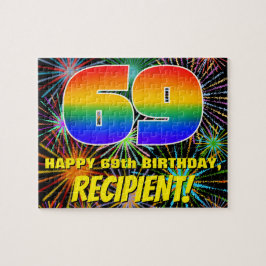 69:e födelsedag: Roligt, färgstarka brinnande fyrv Pussel