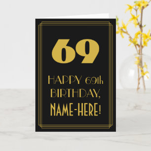 69:e födelsedagen - Art Deco Inspired Titta "69" & Kort