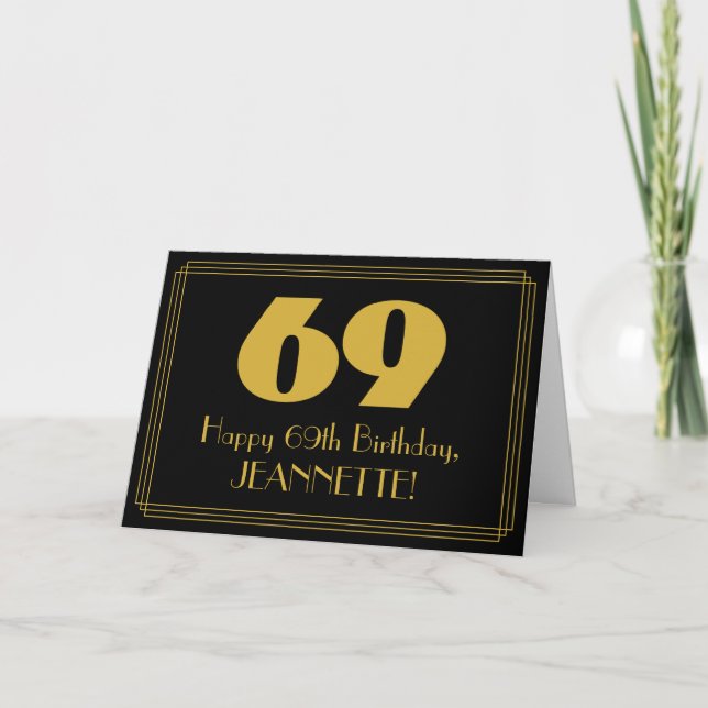 69:e födelsedagen: Art Deco Inspired Titta "69" oc Kort (Framsida)