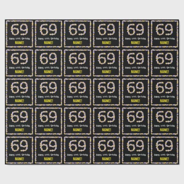 69:e födelsedagen: Blommigt Flowers Number, eget n Presentpapper (Seam)