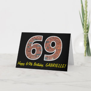 69:e födelsedagen - Brick Wall Mönster "69" w/ Nam Kort