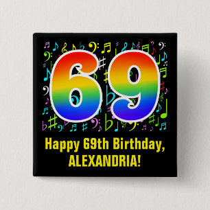 69:e födelsedagen: Colorful Music Symbols, Rainbow Knapp