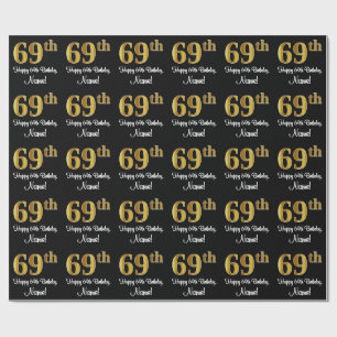 69:e födelsedagen: Elegant Luxurious Faux Guld lo Presentpapper
