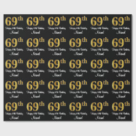 69:e födelsedagen: Elegant Luxurious Faux Guld Tit Presentpapper