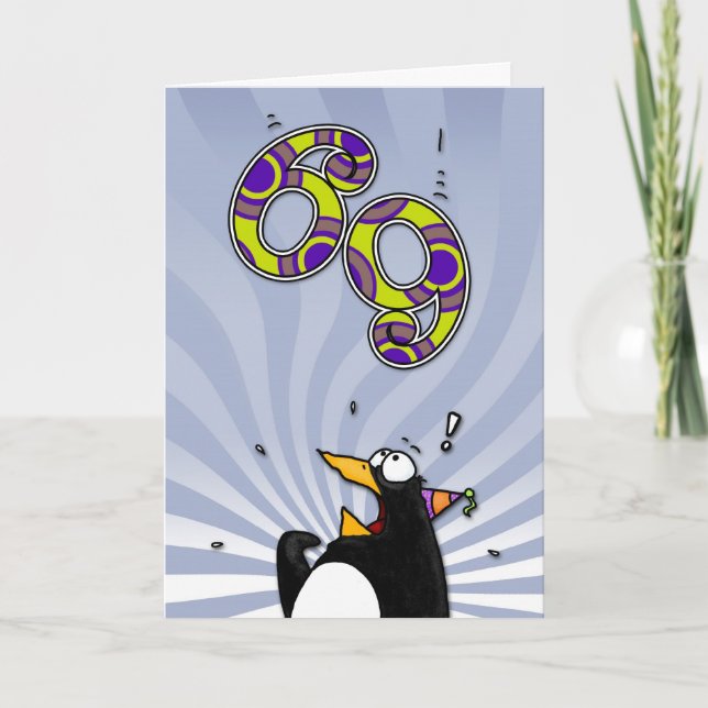 69:e födelsedagen - Penguin-överraskningskort Kort (Framsida)