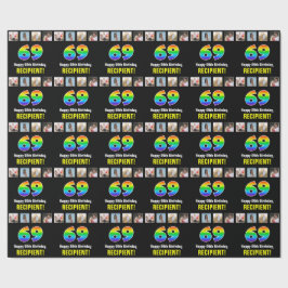 69:e födelsedagen: Regnbåge "69"; Anpassningsbar F Presentpapper