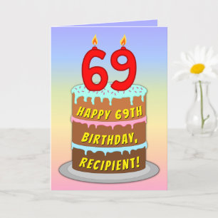 69:e födelsedagen - Roligt Cake & Candles, med ege Kort