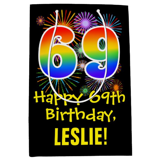 69:e födelsedagen: Roligt Fireworks Mönster + regn (Framsidan)