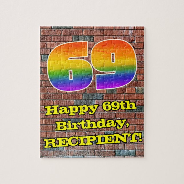 69:e födelsedagen: Roligt Graffiti-Inspired Rainbo Pussel (Vertikal)