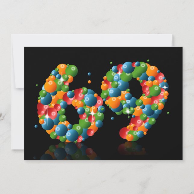 69: e Födelsedagsfesten, med bubblor och bollar Inbjudningar (Framsida)